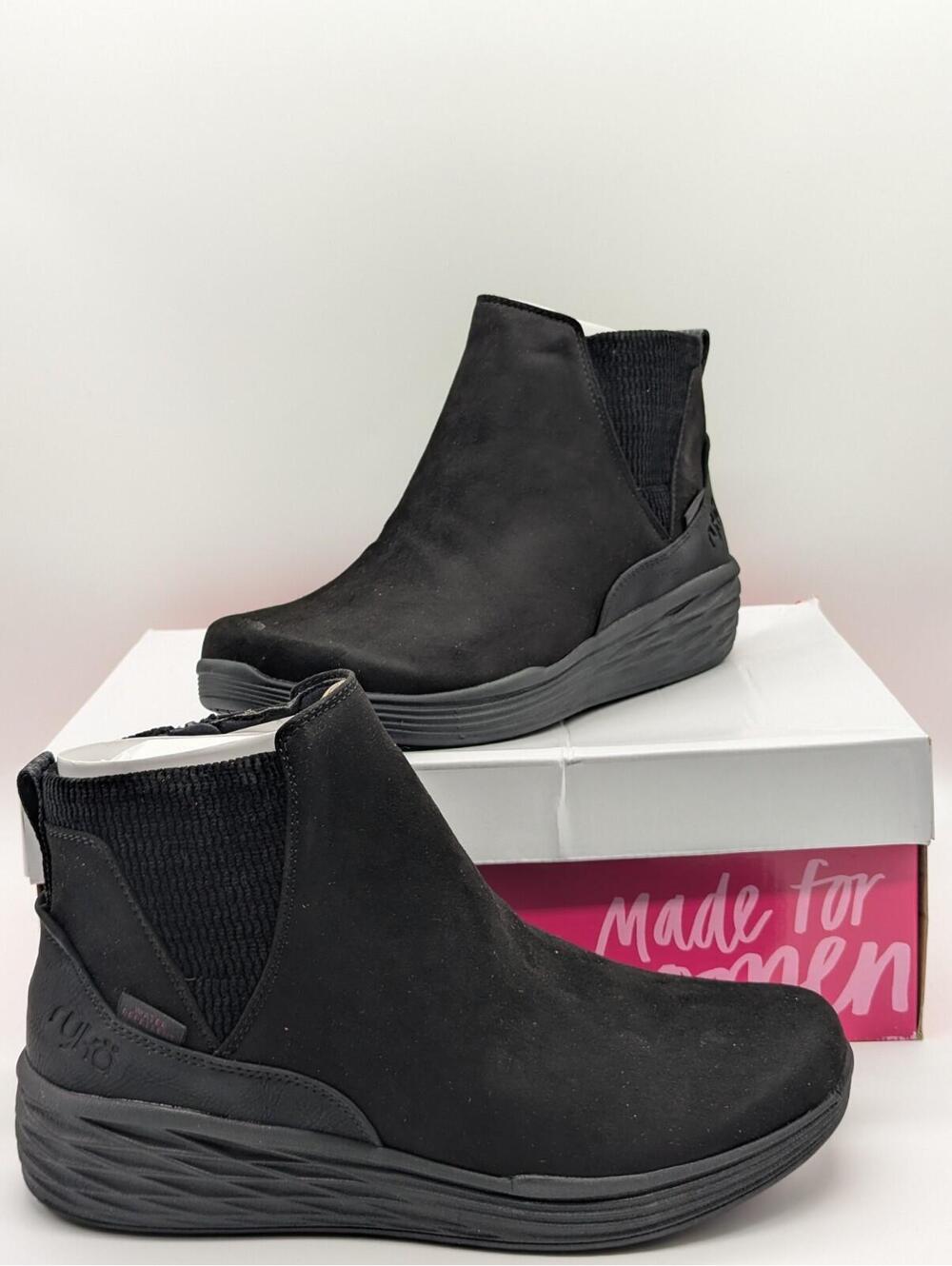 Womens Size 10 Ryka Side-Zip Water-Repellent Sneaker Boots Noelle Next Black New